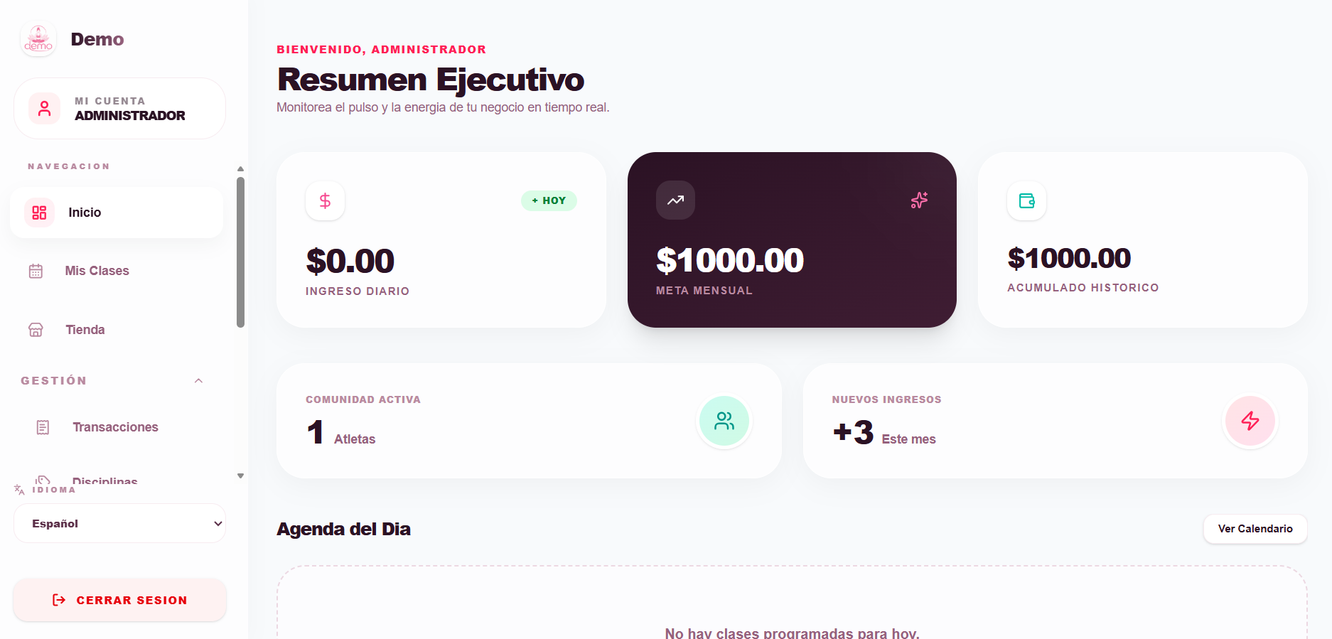 Panel de administración de Teypo